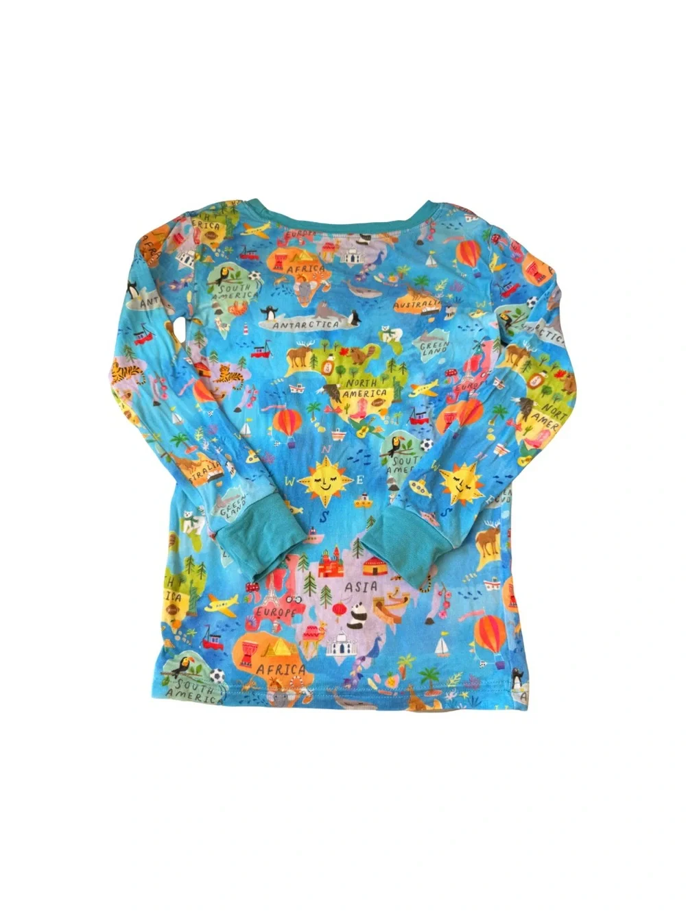 ✈️ Little Sleepies Kids Long Sleeve World Map Globe Print Pajama Top Unisex 3T
